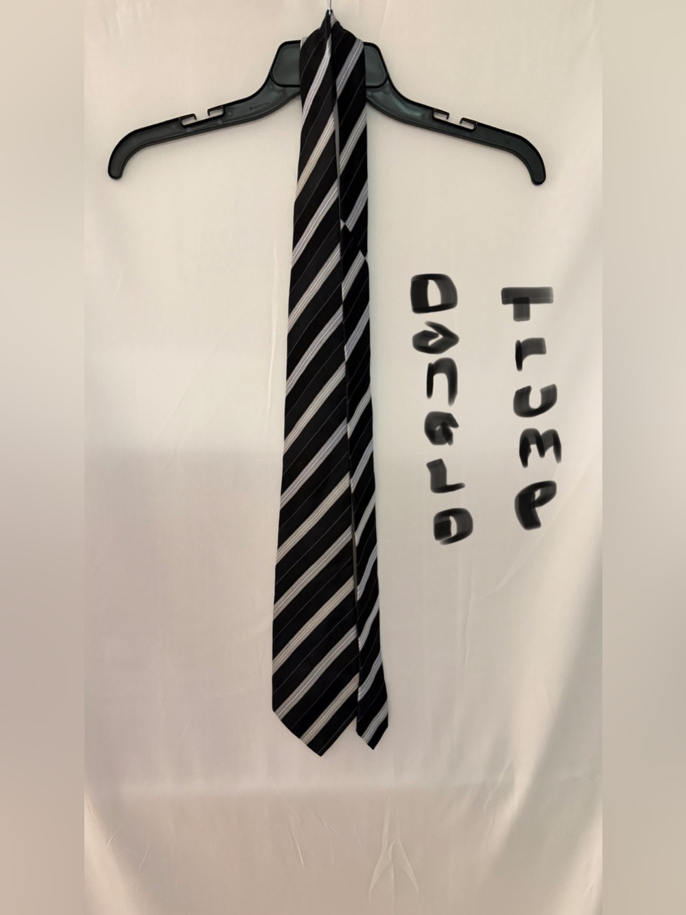 Men's Black Diagonal Stripe Tie with Gray Accents